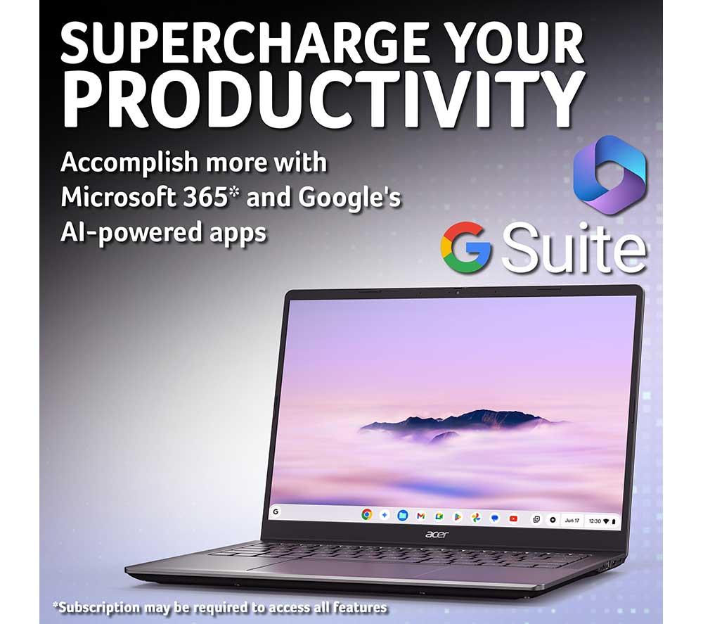 ACER 514 14" Chromebook Plus - Intel&reg; Core&trade; 3, 128 GB eMMC, Grey image number 9 of 12