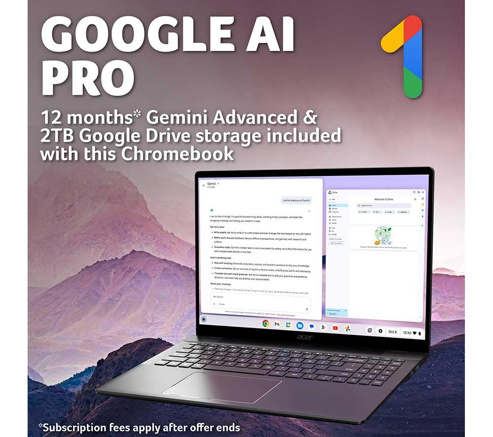 ACER 516 16" Chromebook Plus - Intel&reg; Core&trade; i3, 128 GB UFS, Grey image number 6 of 13