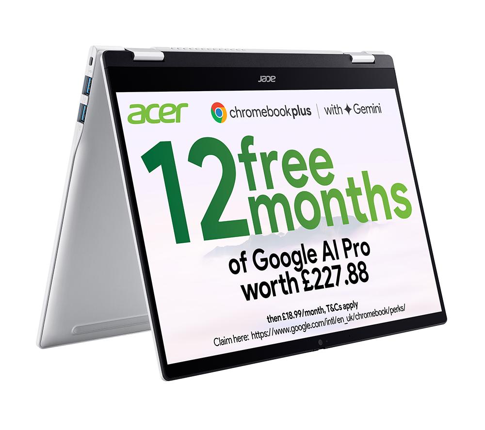 ACER Spin 514 14inch 2 in 1 Chromebook Plus - MediaTek Kompanio Ultra 910, 128 GB UFS, Silver