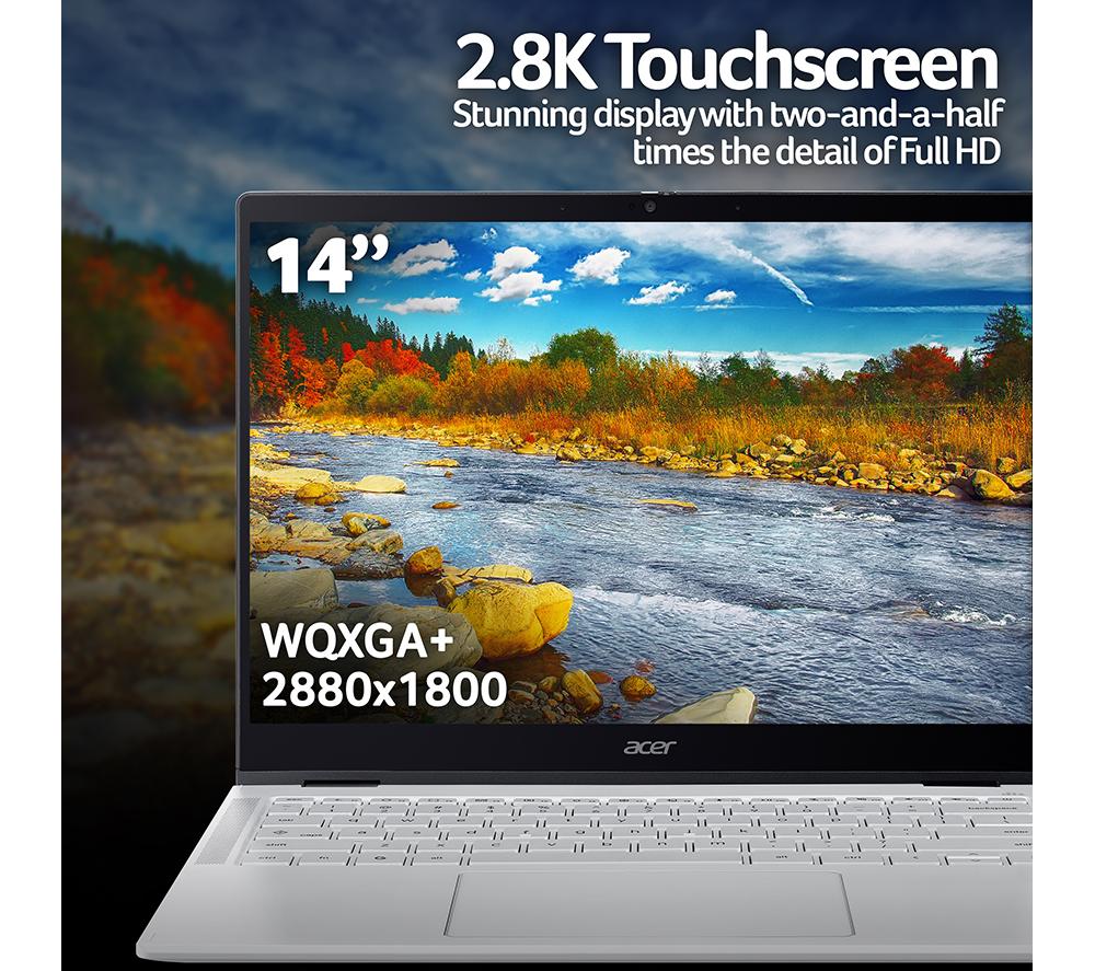 ACER Spin 514 14" 2 in 1 Chromebook Plus - MediaTek Kompanio Ultra 910, 128 GB UFS, Silver image number 6 of 13