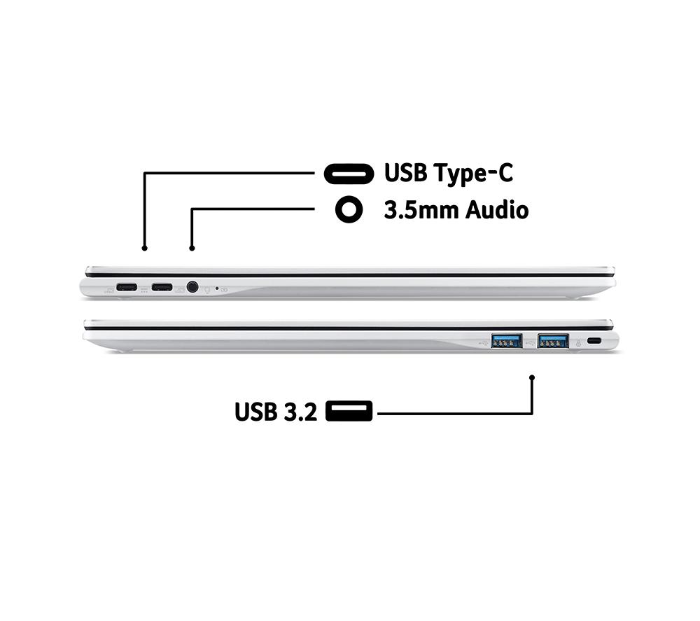 ACER Spin 514 14" 2 in 1 Chromebook Plus - MediaTek Kompanio Ultra 910, 128 GB UFS, Silver image number 11 of 13