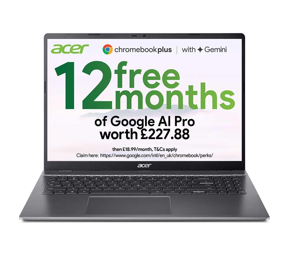 ACER 516 16inch Chromebook Plus - IntelÂ®CoreÂ™ 5, 128 GB UFS, Grey