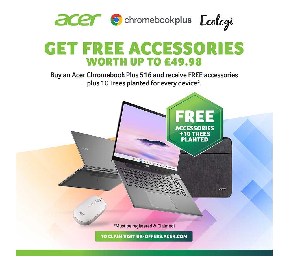 ACER 516 16" Chromebook Plus - Intel&reg; Core&trade; 5, 128 GB UFS, Grey image number 2 of 13