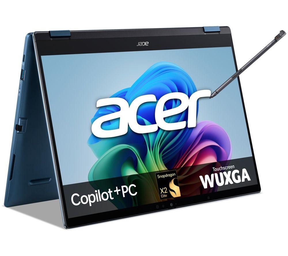Acer Swift Spin 14 AI 2 in 1 Laptop, Copilot+ PC - Snapdragon X2 Elite, 512 GB SSD, Blue