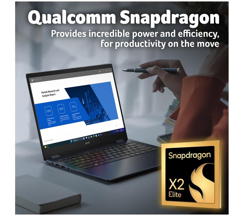 ACER Swift Spin 14 AI 2 in 1 Laptop, Copilot+ PC - Snapdragon X2 Elite, 512 GB SSD, Blue image number 5 of 11