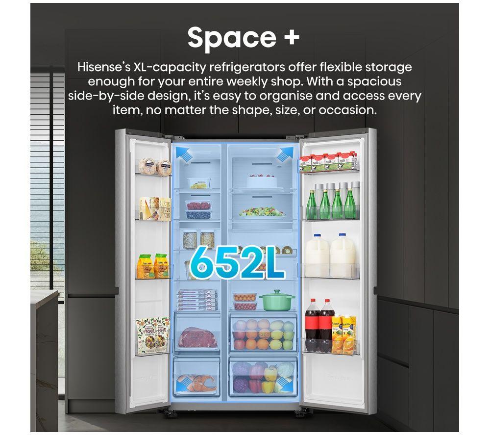 HISENSE PureFlat RS5P668SSCC American-Style Smart Fridge Freezer - Stainless Steel image number 4 of 8