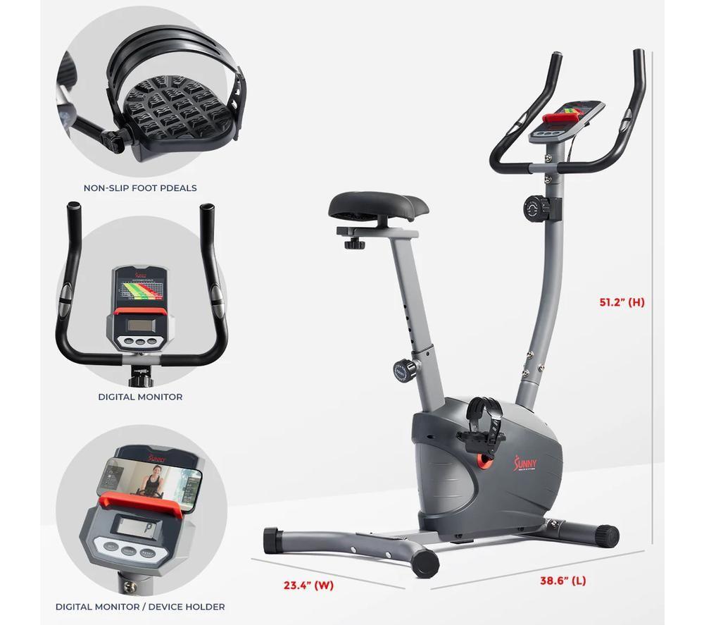 SUNNY HEALTH SF-B220030 Performance Smart Upright Exercise Bike - Grey image number 3 of 4