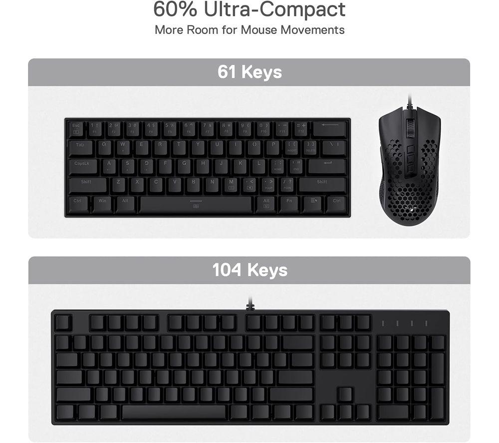 REDRAGON K630 DRAGONBORN 60% Wired RGB Gaming Keyboard - Black image number 8 of 9