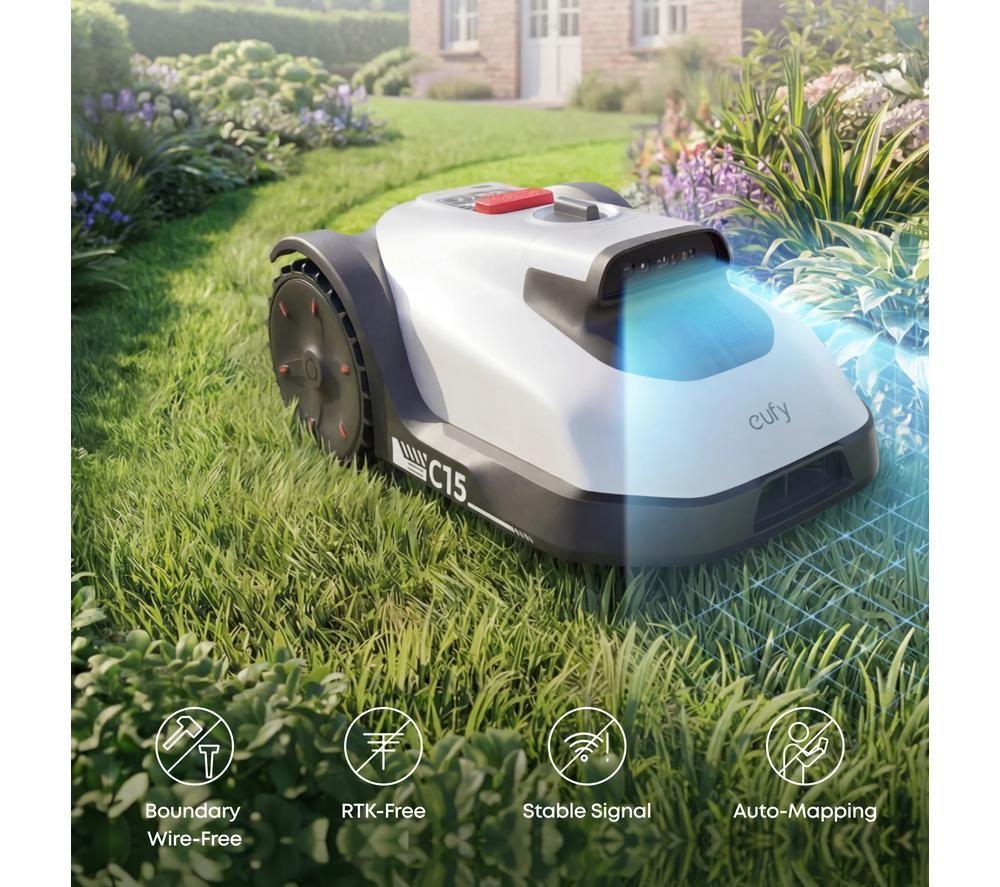 EUFY C15 Cordless Robotic Lawn Mower - Black & White image number 3 of 5