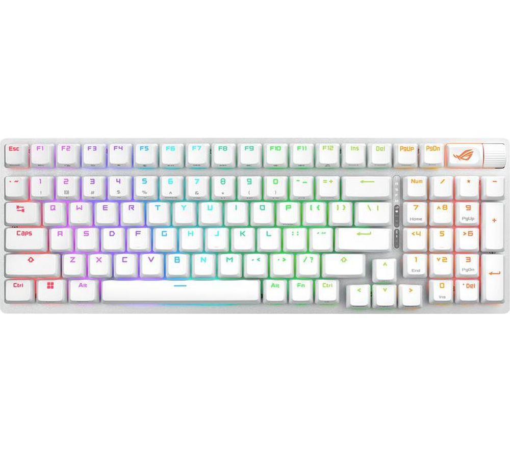 ASUS ROG Strix Scope II 96 Wireless Mechanical Gaming Keyboard - Moonlight White image number 4 of 5