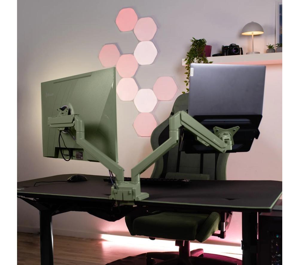 AROZZI Alzare Neo Duo Dual Arm Monitor Mount - Forest Green image number 2 of 5