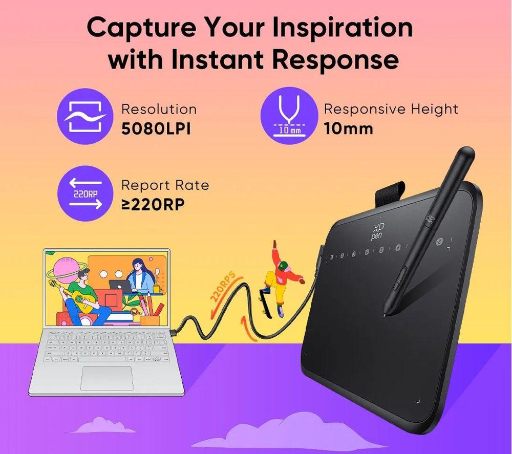 XP-PEN Deco 640 Graphics Tablet - Black image number 12 of 13