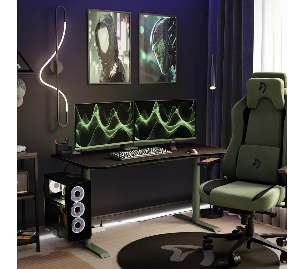 AROZZI Arena Medium Gaming Desk - Green & black image number 2 of 7