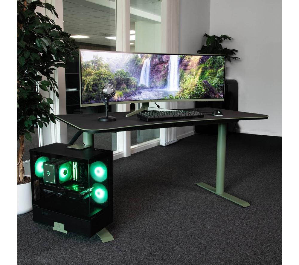AROZZI Arena Medium Gaming Desk - Green & black image number 3 of 7