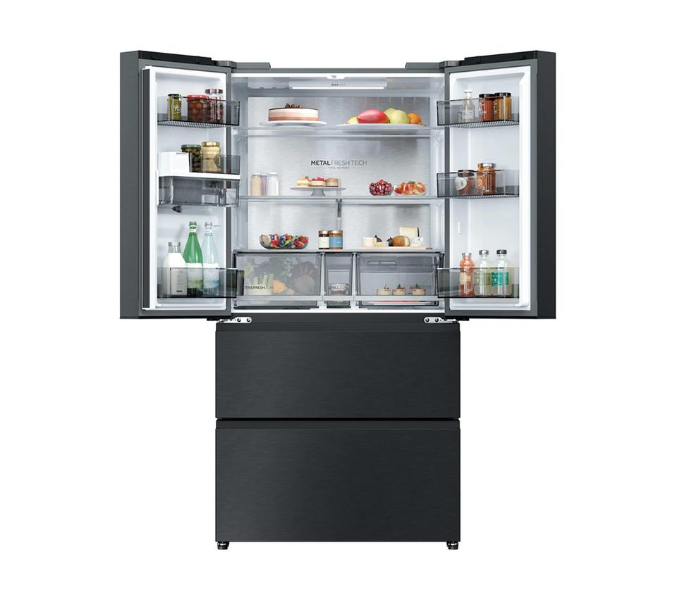 HAIER French Series 5 HFR59F18CWMB American-Style Smart Fridge Freezer - Obsidian Steel