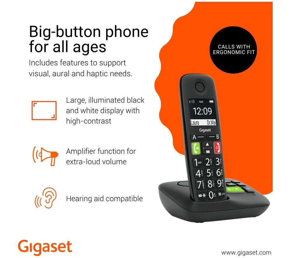 GIGASET E290A Cordless Phone - Black image number 4 of 5