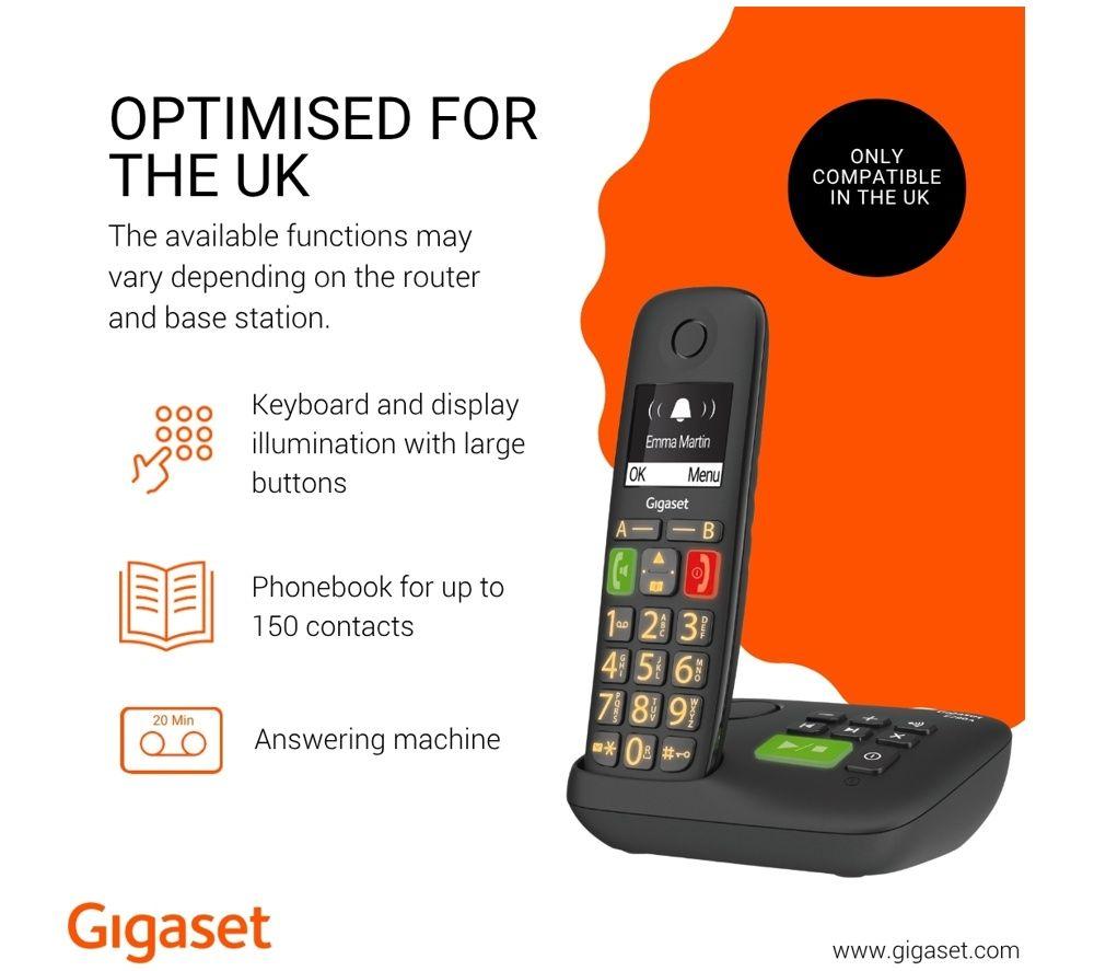 GIGASET E290A Cordless Phone - Black image number 5 of 5