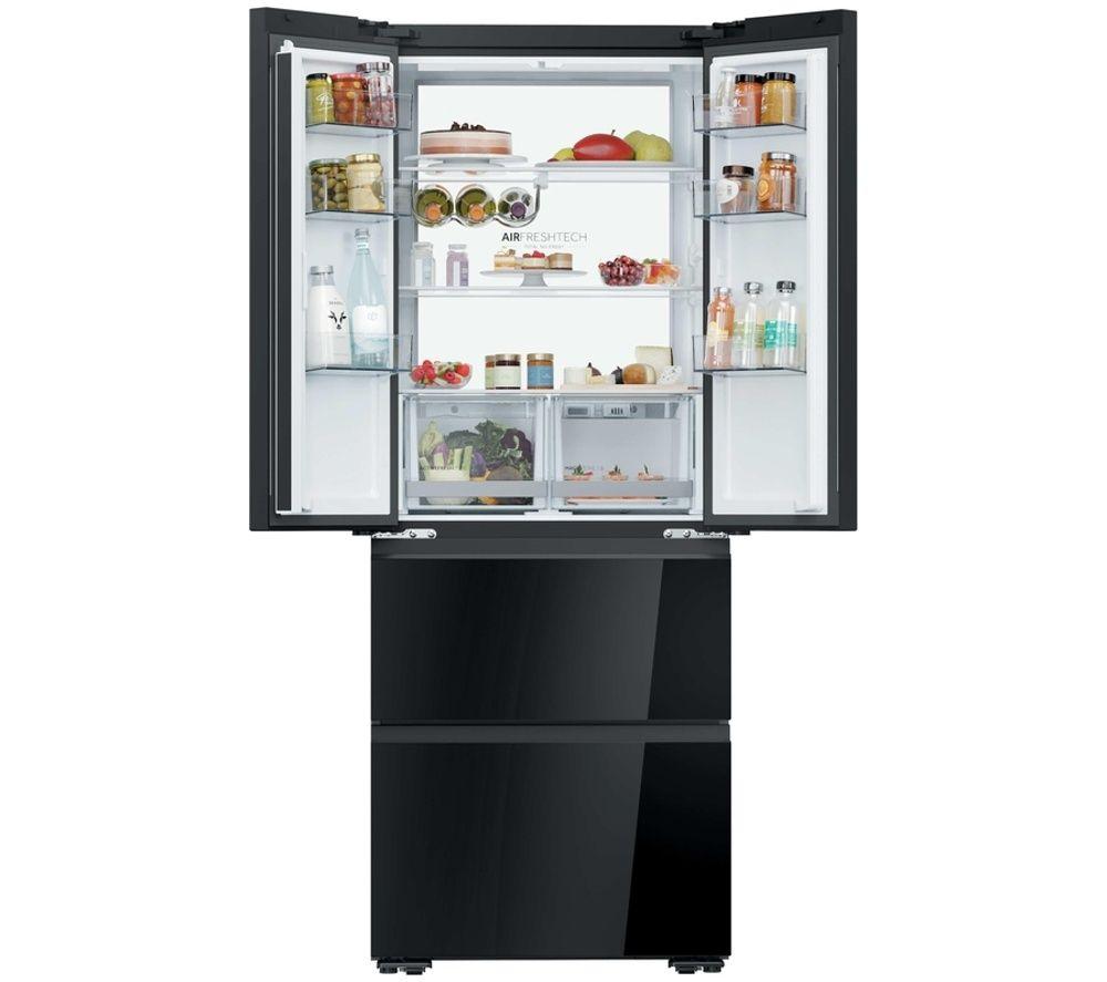 HAIER French Series 5 HFKR5718DNGB American-Style Fridge Freezer - Obsidian Black