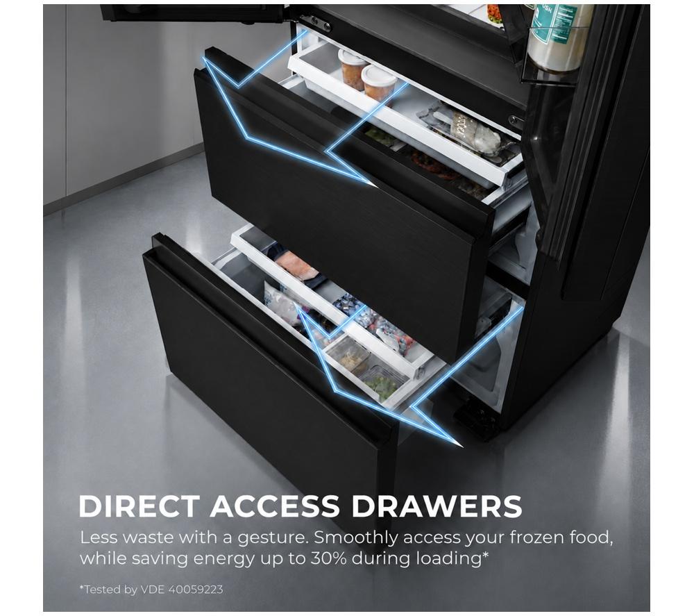 HAIER French Series 5 HFKR5718DNGB American-Style Fridge Freezer - Obsidian Black Glass image number 6 of 16