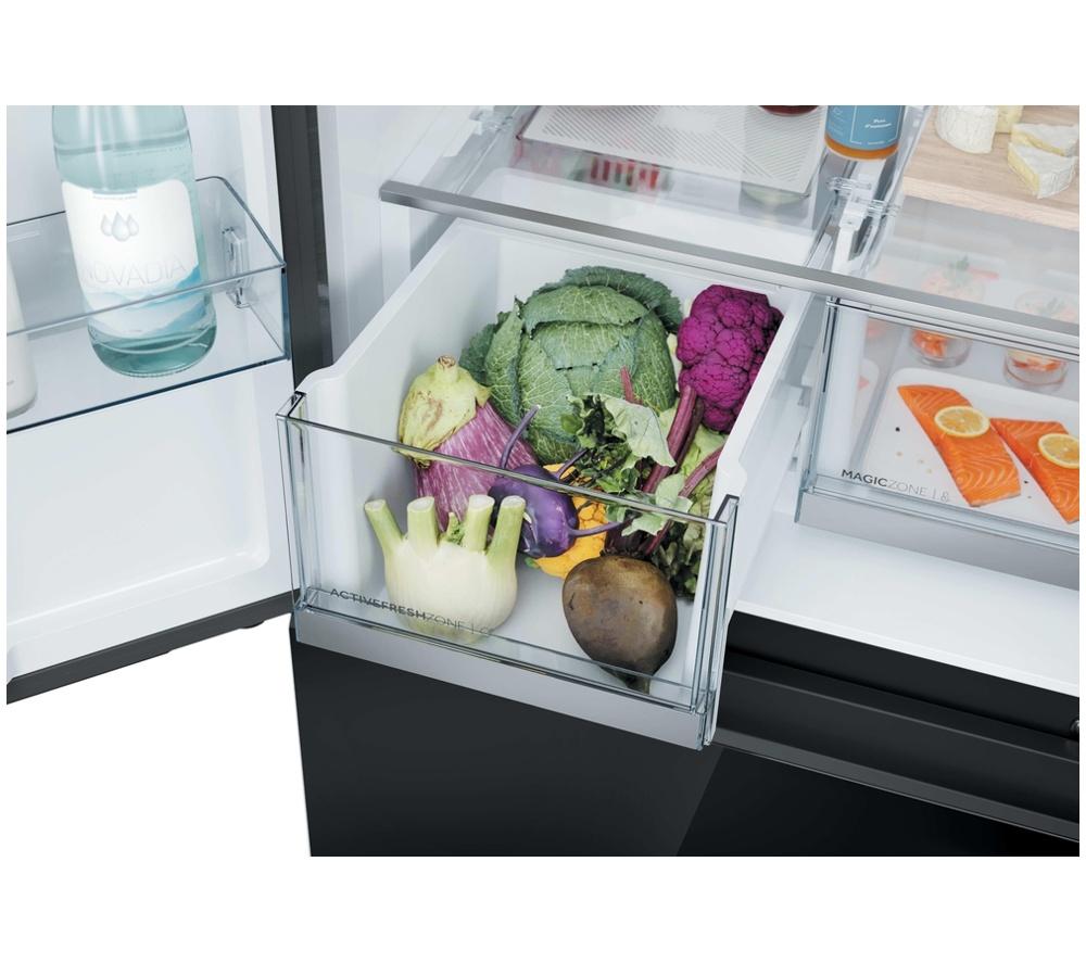 HAIER French Series 5 HFKR5718DNGB American-Style Fridge Freezer - Obsidian Black Glass image number 11 of 16