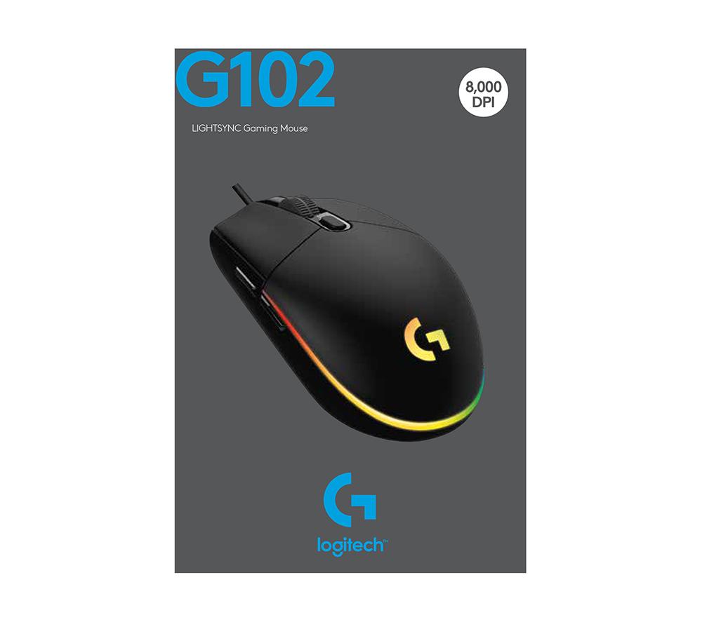 LOGITECH G102 Lightsync Optical Gaming Mouse - Black image number 10 of 10