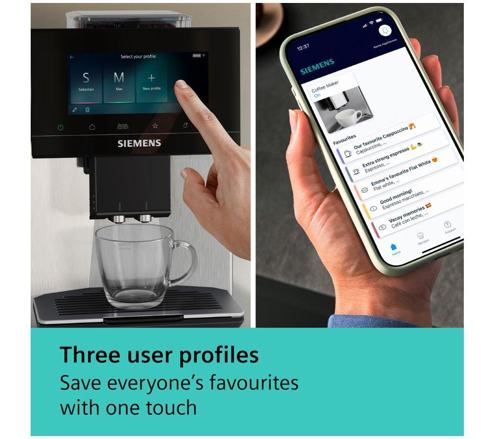 SIEMENS (SIE) TQ923G03 EQ900 iAroma Smart Bean to Cup Coffee Machine - Stainless Steel image number 5 of 12