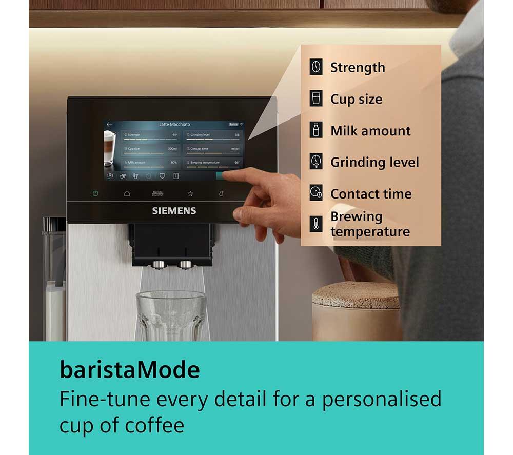 SIEMENS (SIE) TQ923G03 EQ900 iAroma Smart Bean to Cup Coffee Machine - Stainless Steel image number 7 of 12