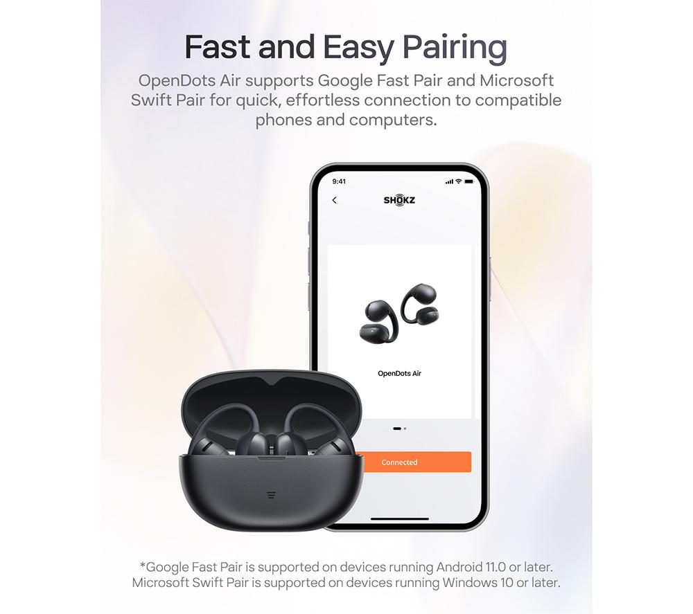 SHOKZ OpenDots Air Wireless Bluetooth Earbuds - Black image number 10 of 11