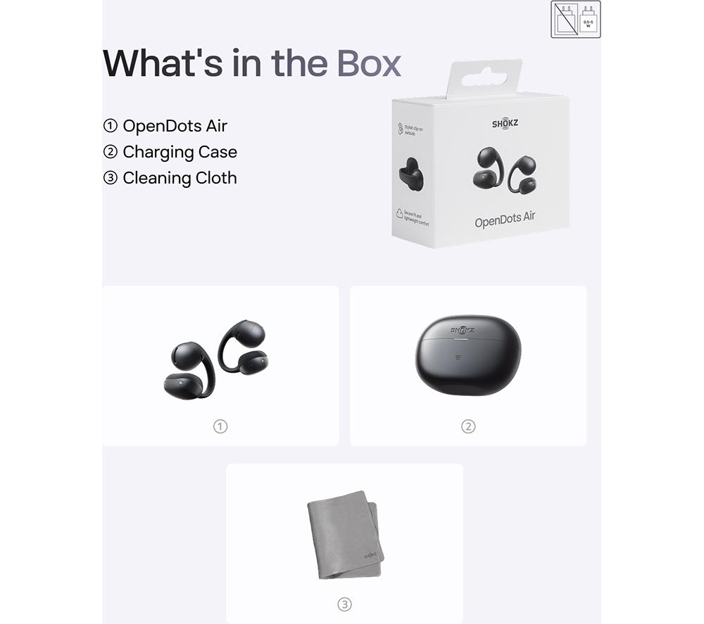 SHOKZ OpenDots Air Wireless Bluetooth Earbuds - Black image number 11 of 11