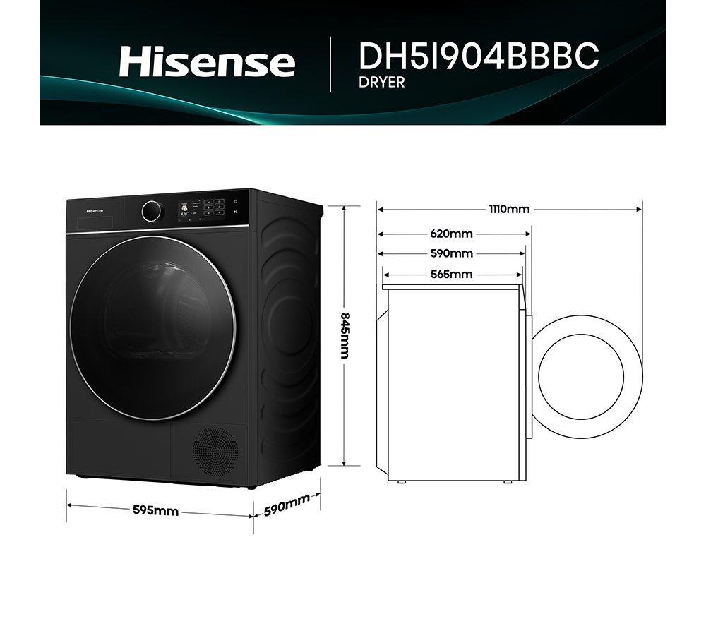 HISENSE 5i Series DH5I904BBBC WiFi-enabled 9 kg Heat Pump Tumble Dryer - Black image number 7 of 32