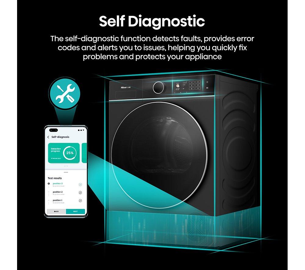 HISENSE 5i Series DH5I904BBBC WiFi-enabled 9 kg Heat Pump Tumble Dryer - Black image number 20 of 32
