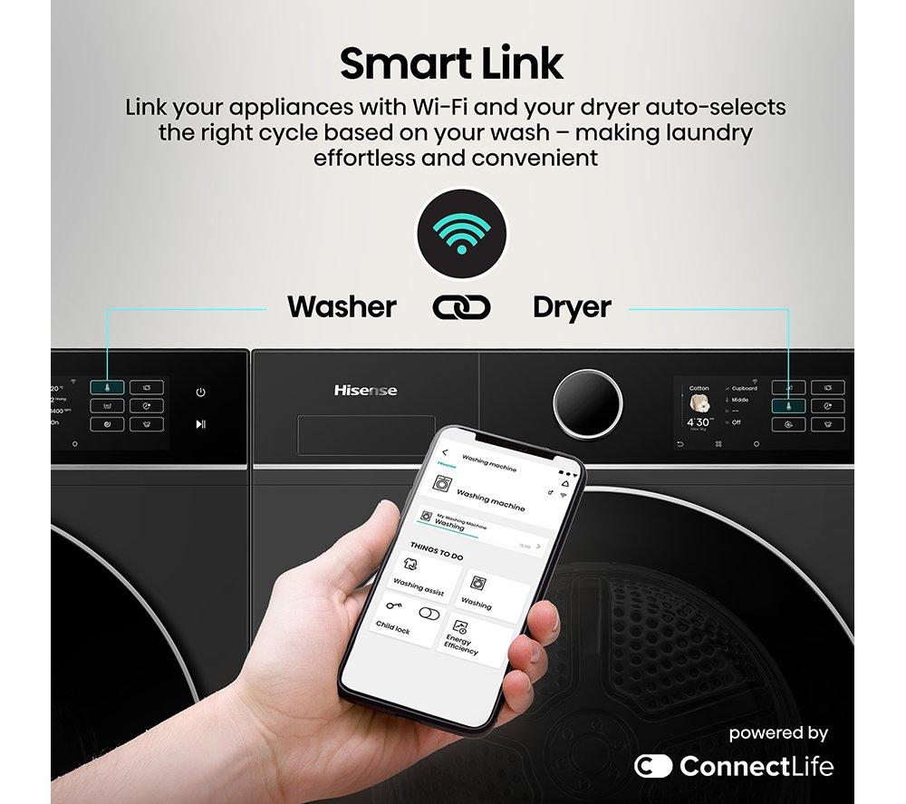 HISENSE 5i Series DH5I904BBBC WiFi-enabled 9 kg Heat Pump Tumble Dryer - Black image number 21 of 32