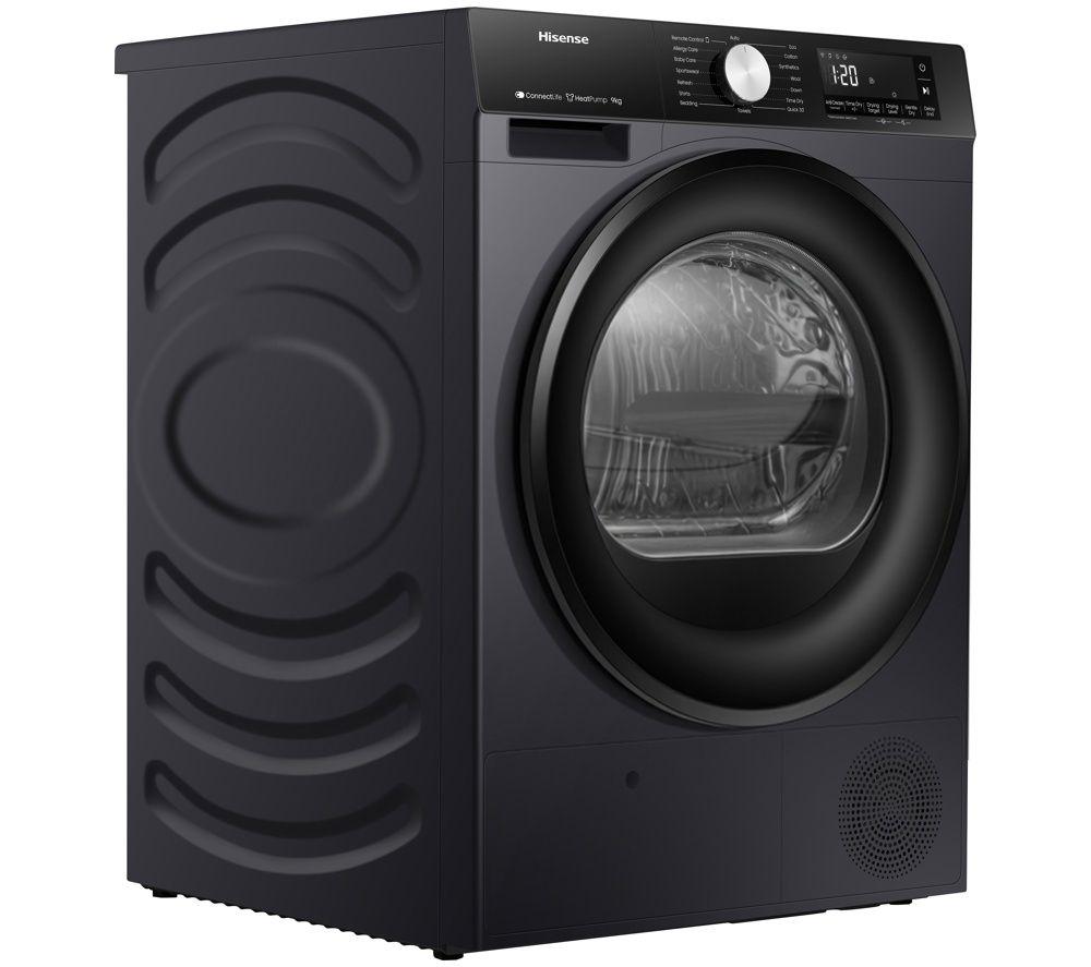 HISENSE 3S Series DH3S902BBCC WiFi-enabled 9 kg Heat Pump Tumble Dryer - Black image number 2 of 6