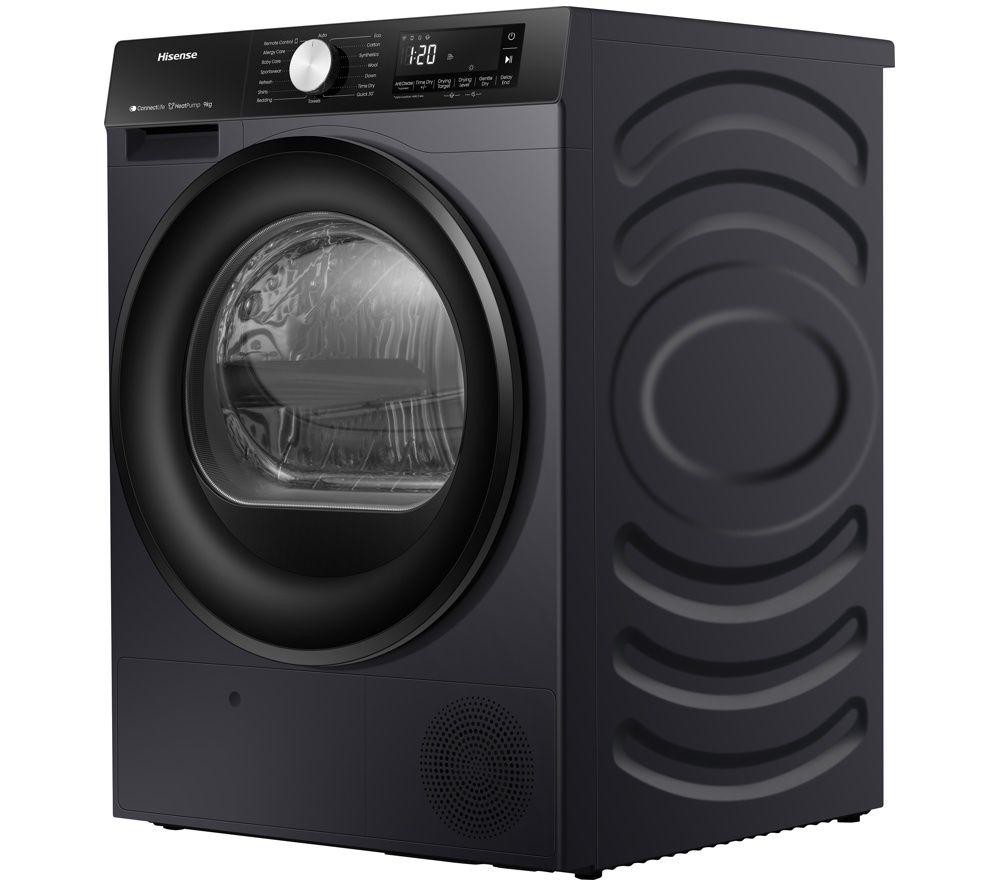 HISENSE 3S Series DH3S902BBCC WiFi-enabled 9 kg Heat Pump Tumble Dryer - Black image number 3 of 6