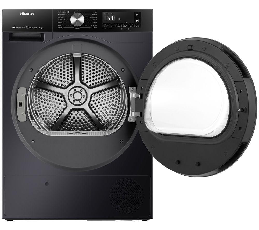 HISENSE 3S Series DH3S902BBCC WiFi-enabled 9 kg Heat Pump Tumble Dryer - Black image number 4 of 6