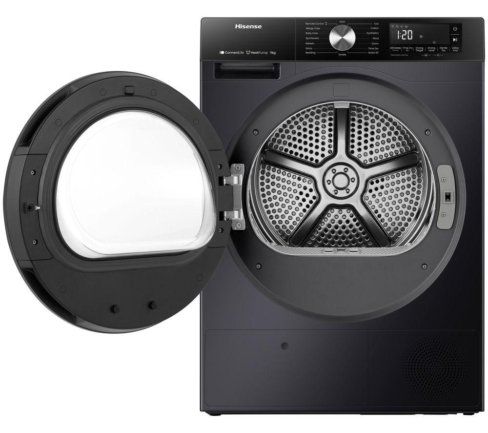 HISENSE 3S Series DH3S902BBCC WiFi-enabled 9 kg Heat Pump Tumble Dryer - Black image number 6 of 6