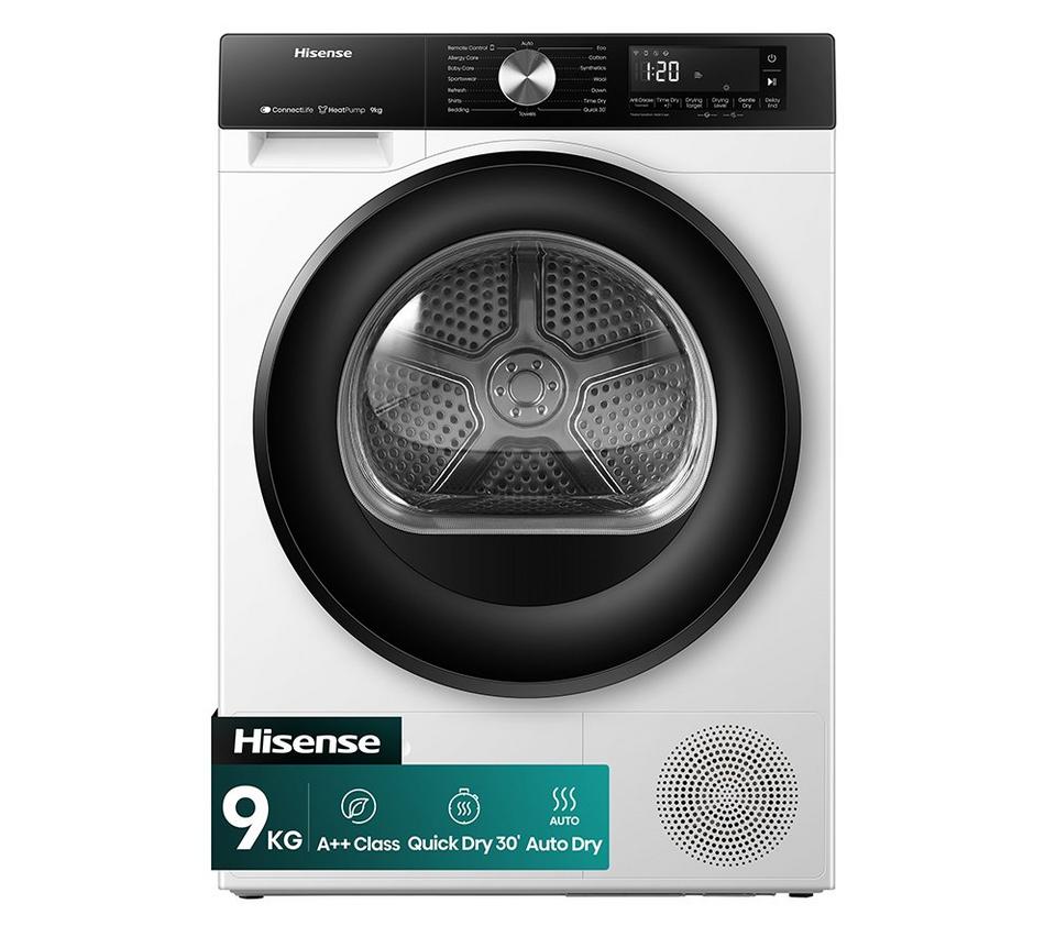 HISENSE 3S Series DH3S902BWCC WiFi-enabled 9 kg Heat Pump Tumble Dryer - White