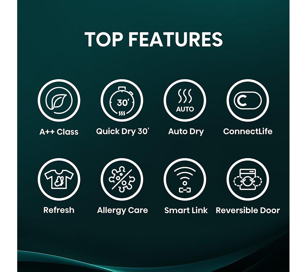 HISENSE 3S Series DH3S902BWCC WiFi-enabled 9 kg Heat Pump Tumble Dryer - White image number 5 of 23