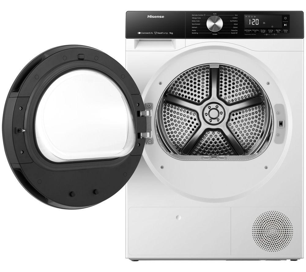 HISENSE 3S Series DH3S902BWCC WiFi-enabled 9 kg Heat Pump Tumble Dryer - White image number 3 of 5