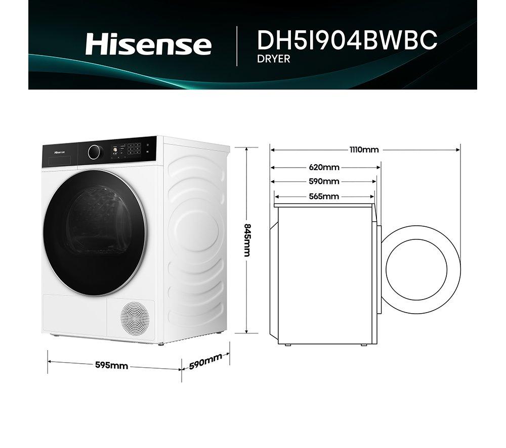 HISENSE KitchenFit 5i Series DH5I904BWBC WiFi-enabled 9 kg Heat Pump Tumble Dryer - White image number 7 of 32