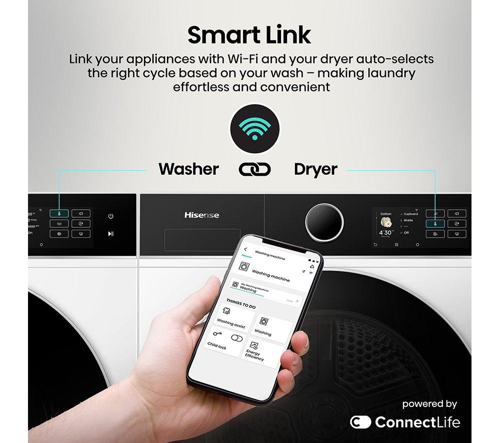 HISENSE KitchenFit 5i Series DH5I904BWBC WiFi-enabled 9 kg Heat Pump Tumble Dryer - White image number 21 of 32