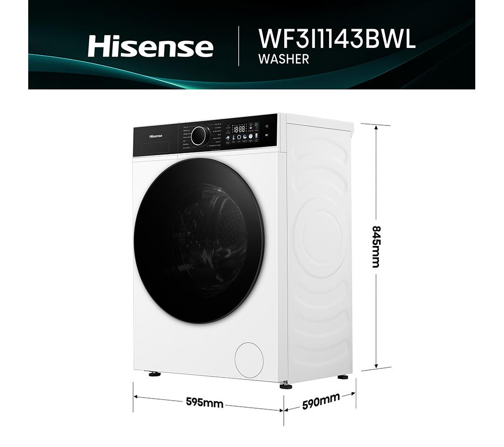 HISENSE KitchenFit 3i Series WF3I1143BWL WiFi-enabled 11 kg 1400 Spin Washing Machine - White image number 5 of 31