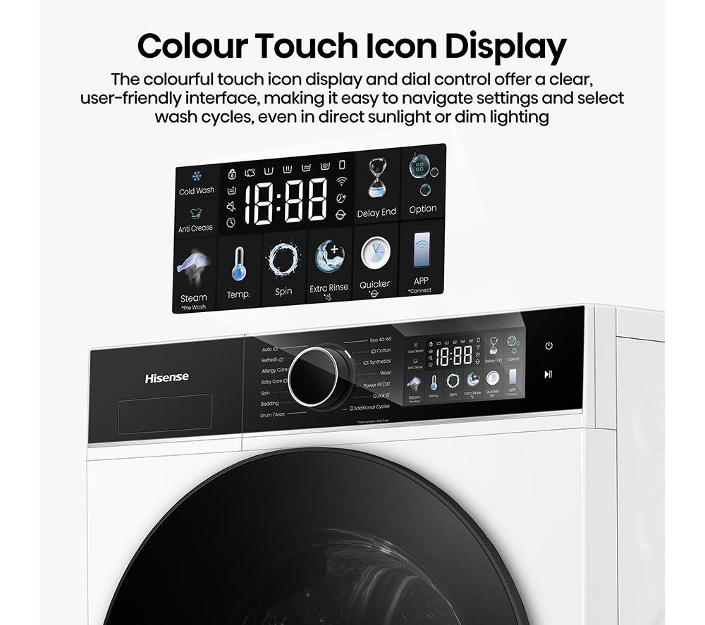 HISENSE KitchenFit 3i Series WF3I1143BWL WiFi-enabled 11 kg 1400 Spin Washing Machine - White image number 10 of 31