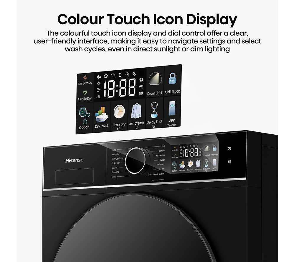 HISENSE 3i Series DH3I904UBDC WiFi-enabled 9 kg Heat Pump Tumble Dryer - Black image number 11 of 28
