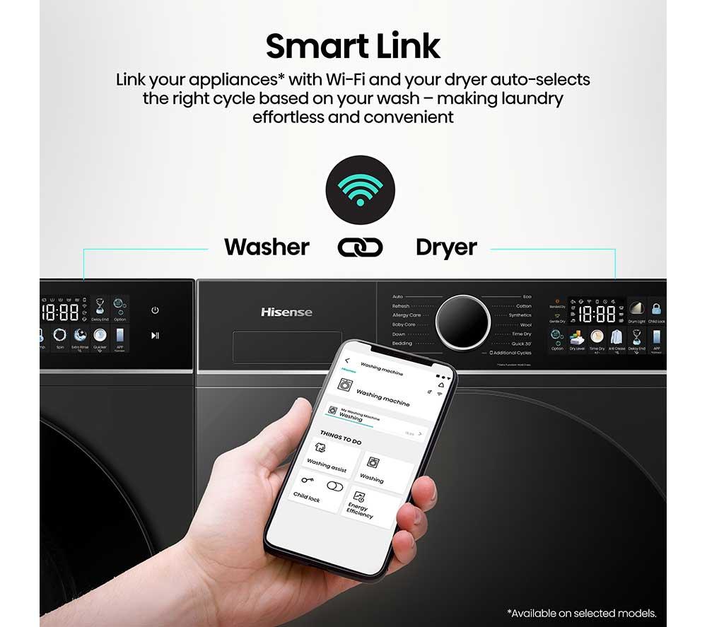 HISENSE 3i Series DH3I904UBDC WiFi-enabled 9 kg Heat Pump Tumble Dryer - Black image number 18 of 28
