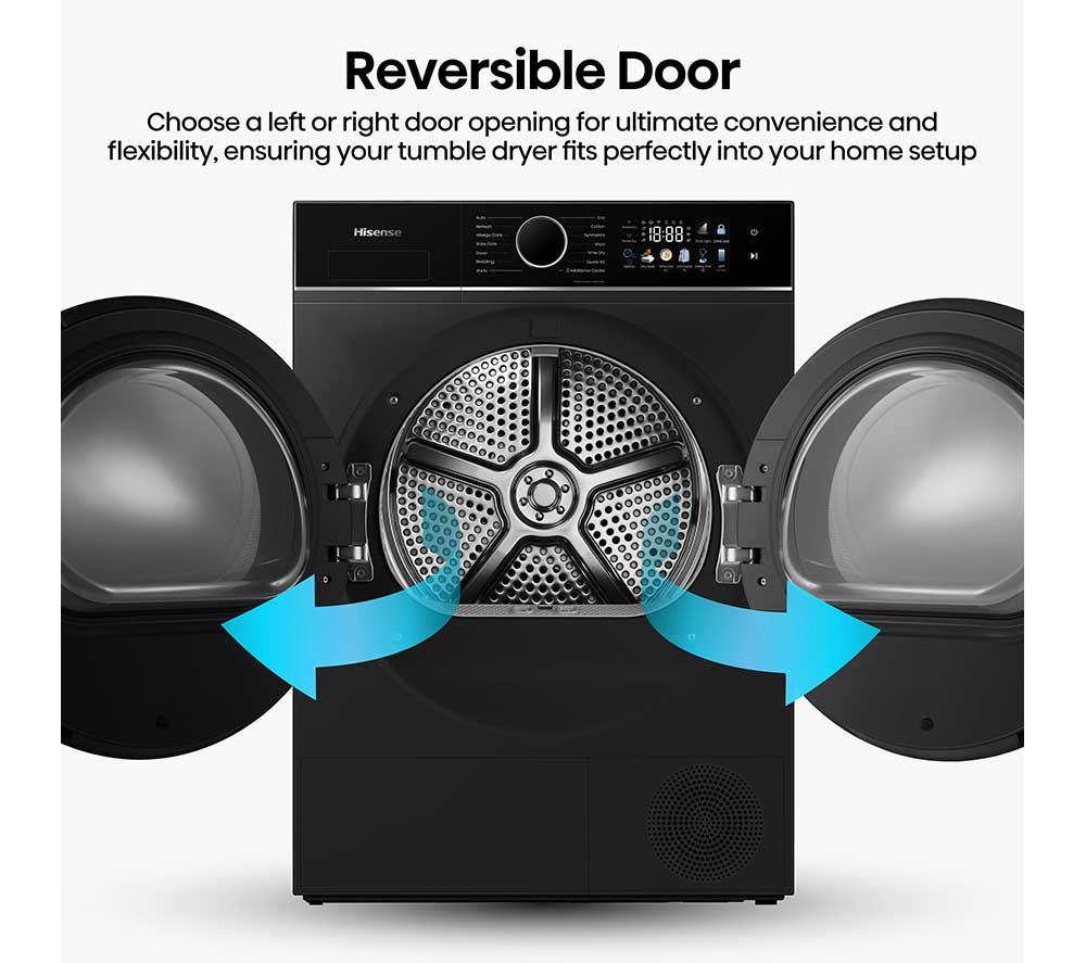 HISENSE 3i Series DH3I904UBDC WiFi-enabled 9 kg Heat Pump Tumble Dryer - Black image number 19 of 28