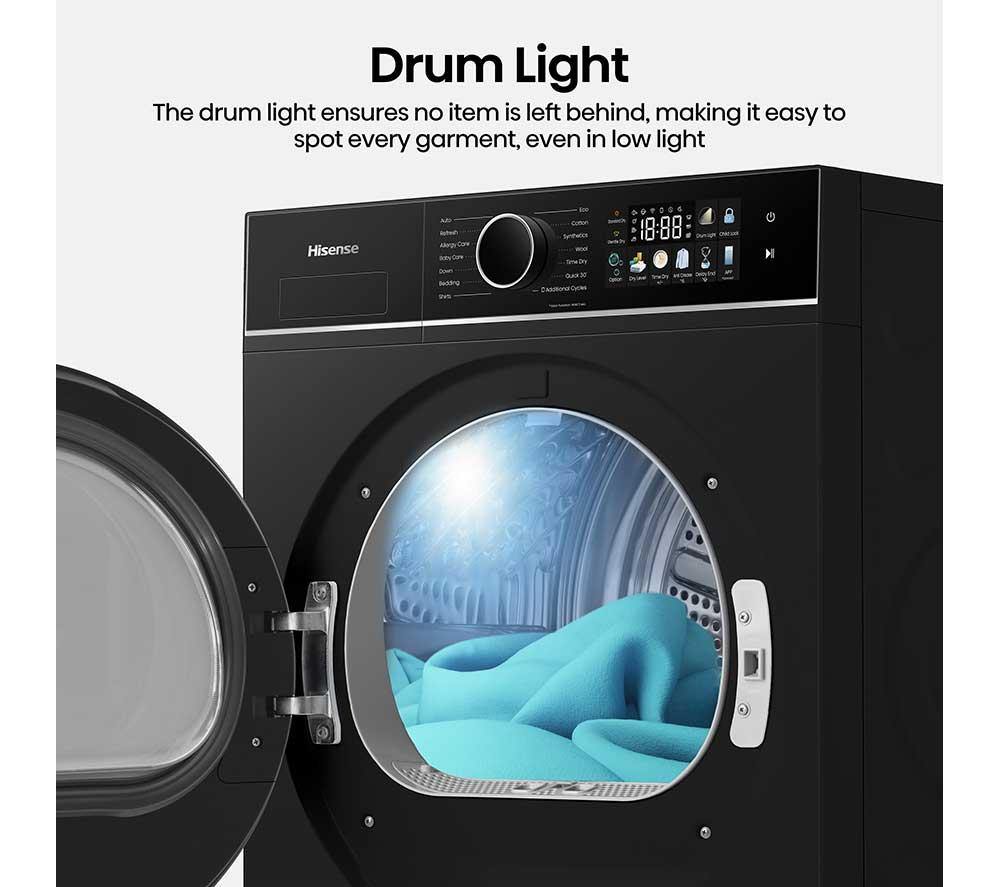 HISENSE 3i Series DH3I904UBDC WiFi-enabled 9 kg Heat Pump Tumble Dryer - Black image number 21 of 28
