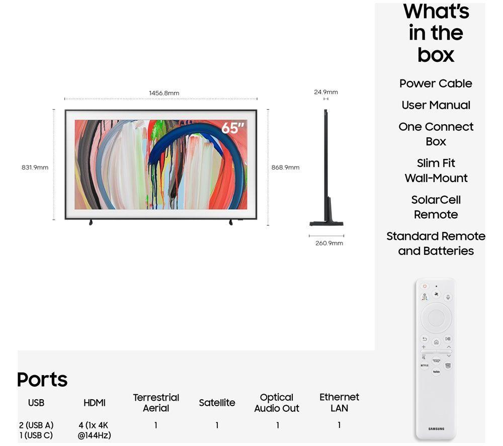 SAMSUNG The Frame 65" QLED 4K Art Mode Smart AI TV & HW-S60D/XU 5.0 All-in-One Sound Bar Bundle image number 7 of 12