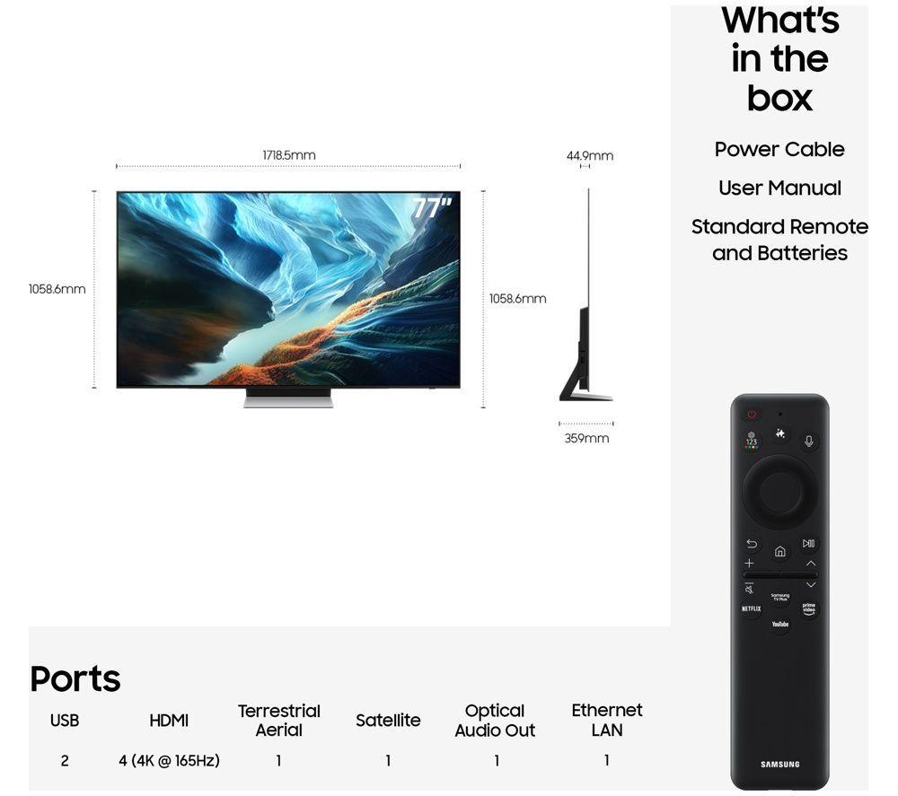 SAMSUNG S90H 77" OLED Glare Free 4K Vision AI Smart TV & HW-Q600H/XU 3.1.2 Wireless Sound Bar Bundle image number 12 of 15