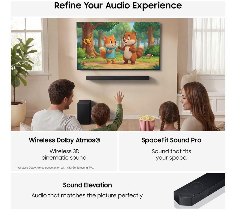 SAMSUNG S99H 83" OLED 4K Vision AI Smart TV 2026 & HW-Q600H/XU 3.1.2 Wireless Sound Bar Bundle image number 7 of 16